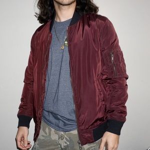 Zara Maroon Burgundy Bomber